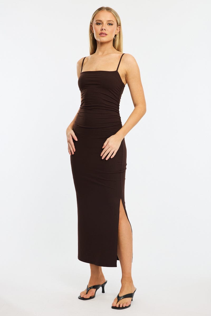 Brown Bodycon Dress Maxi | Ally Fashion Brown Bodycon Dress Maxi | Ally Fashion