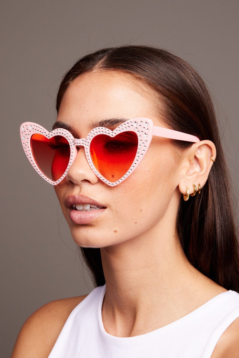 Pink Heart Sunglasses Ally Fashion