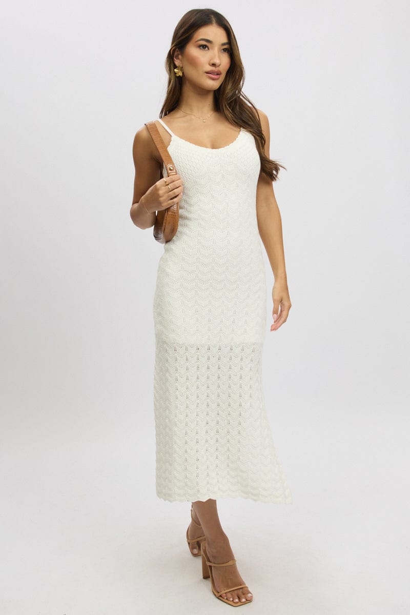 White Knit Dress Singlet Midi | Ally Fashion White Knit Dress Singlet Midi | Ally Fashion