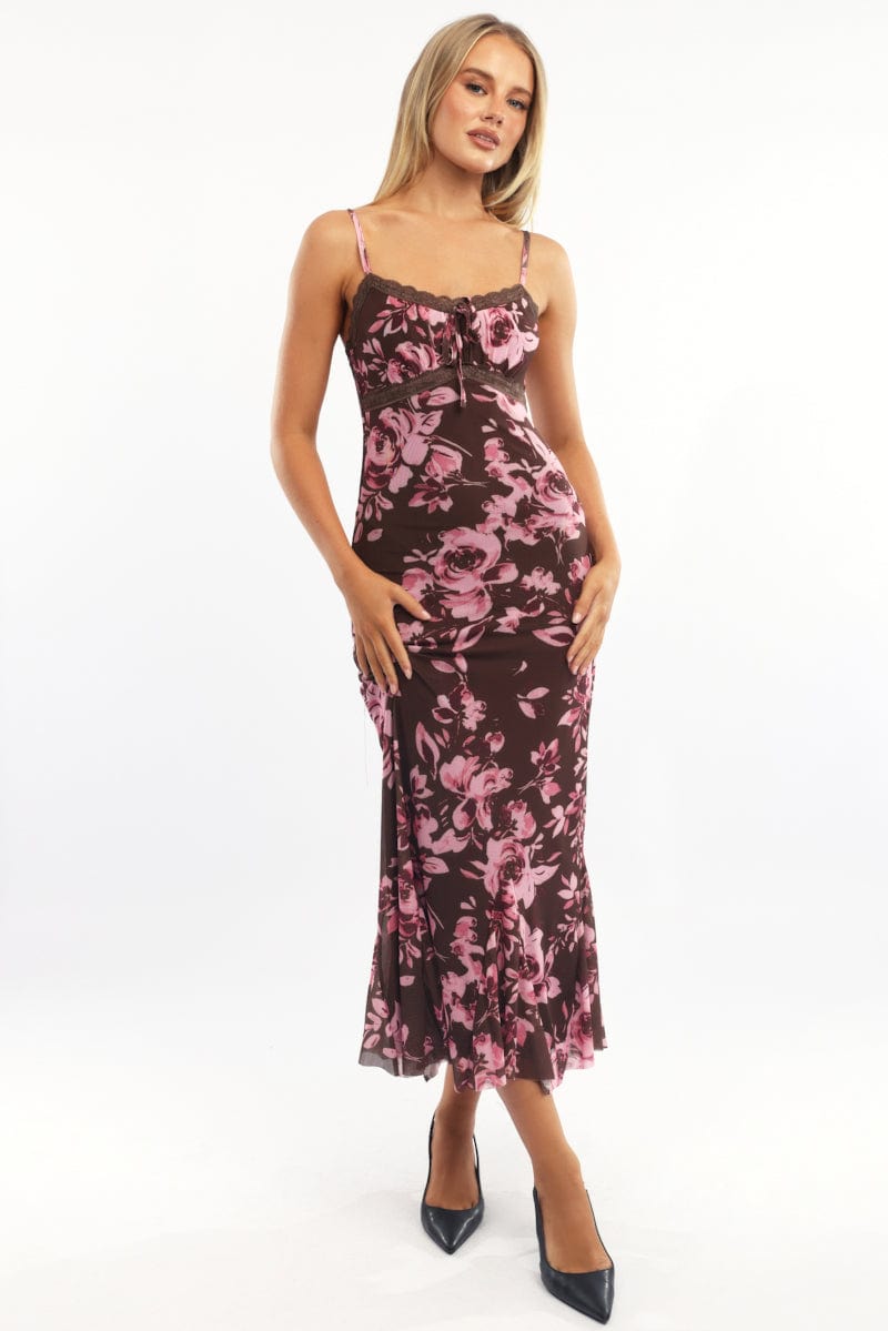 Multi Floral Bodycon Dress Midi | Ally Fashion Multi Floral Bodycon Dress Midi | Ally Fashion