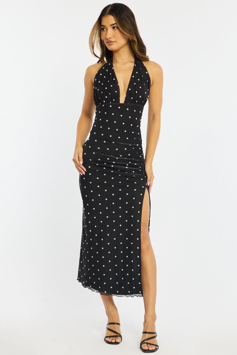 Black Polka Dot Bodycon Dress Mesh | Ally Fashion Black Polka Dot Bodycon Dress Mesh | Ally Fashion