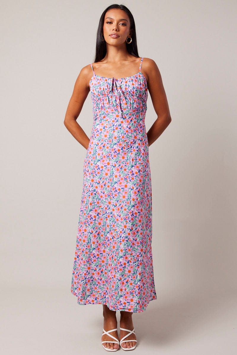 Purple Ditsy Maxi Dress Strappy | Ally Fashion Purple Ditsy Maxi Dress Strappy | Ally Fashion