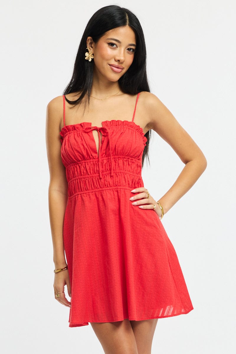 Red Fit And Flare Dress Mini