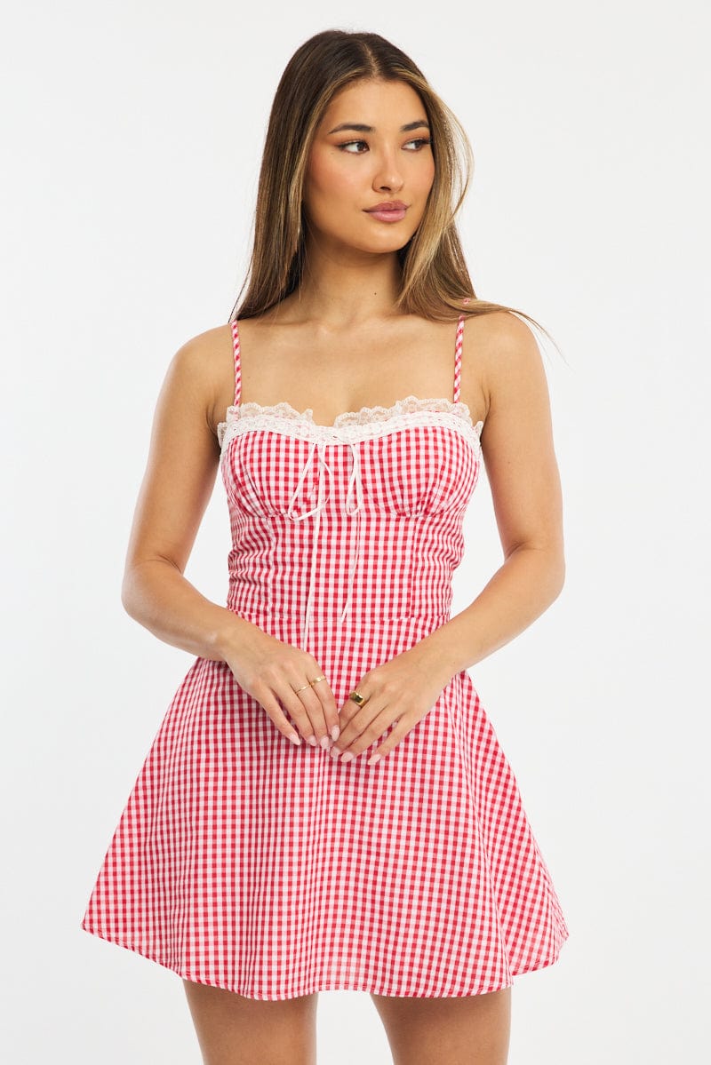 burkes mini dress red check Red Check Mini Dress Strappy burkes mini dress red check Red Check Mini Dress Strappy