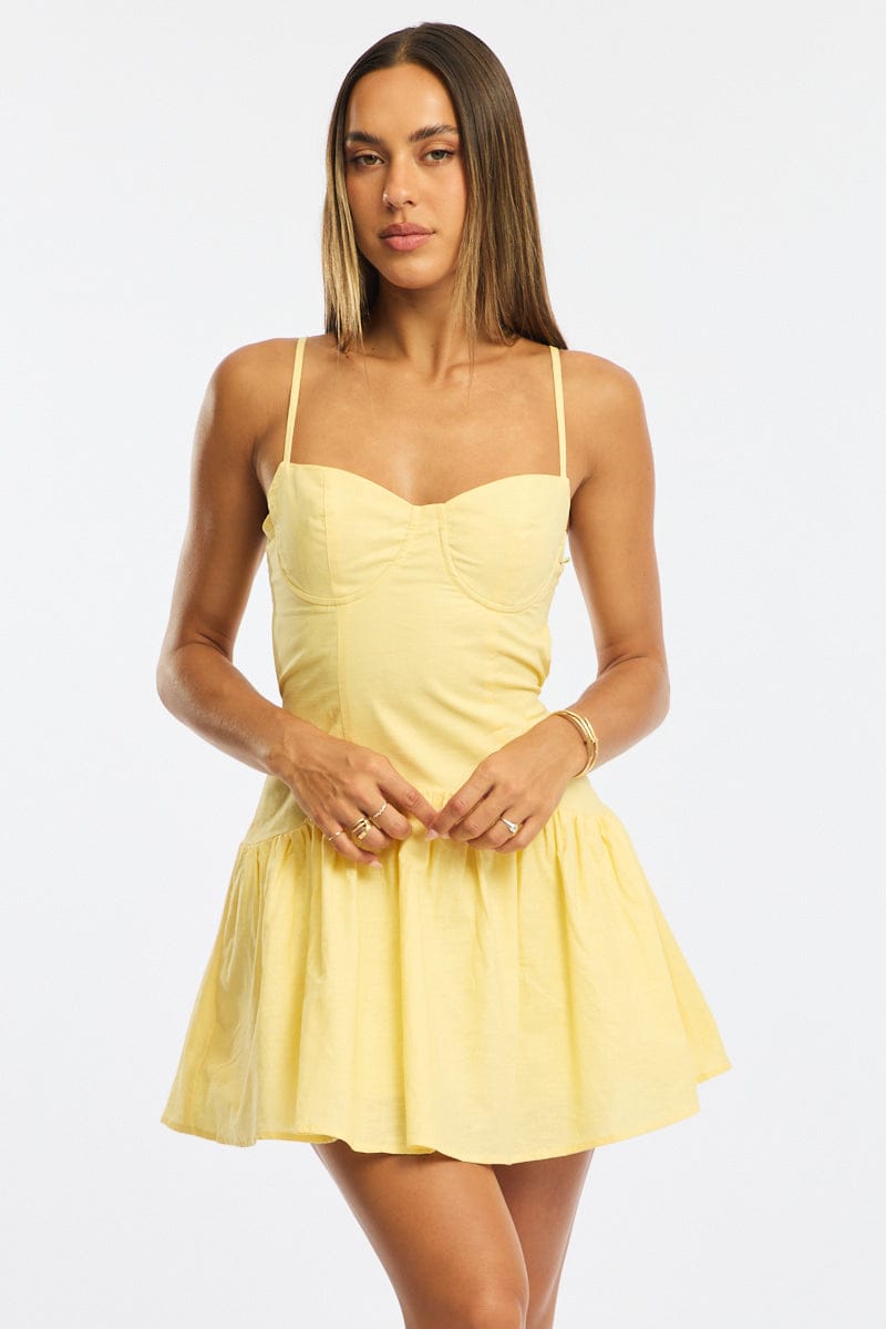 fitted lace wedding dress Yellow Fit And Flare Dress Back Tie fitted lace wedding dress Yellow Fit And Flare Dress Back Tie