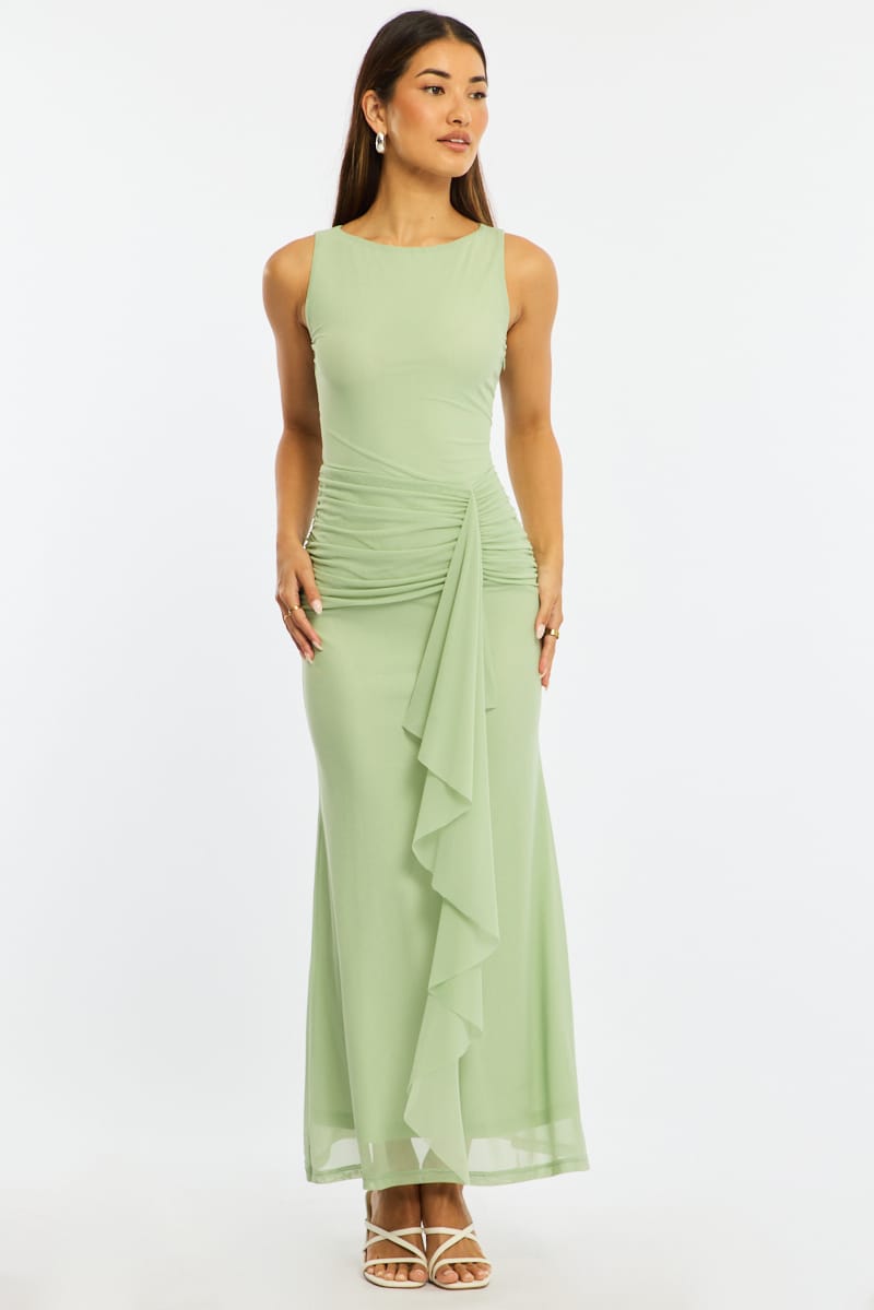 Green Maxi Dress Mesh