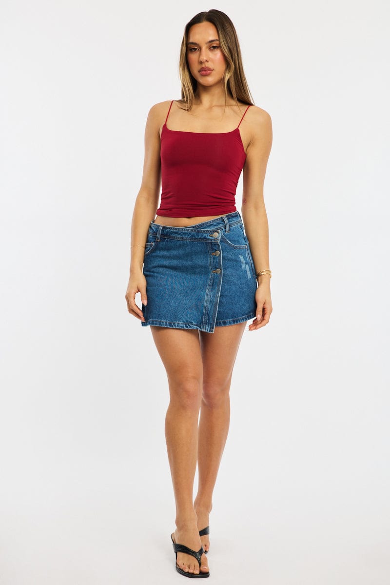 Denim Skorts Mid Rise Wrap Ally Fashion