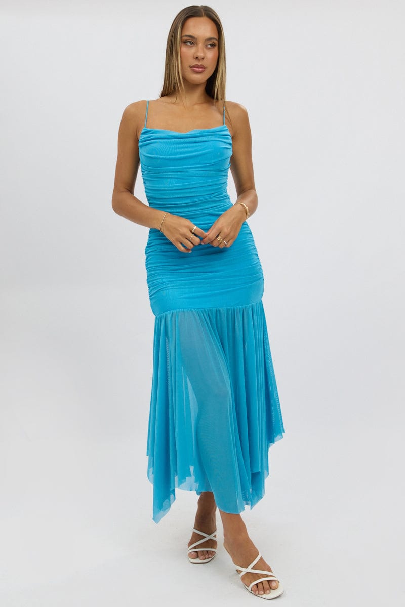 blue bodycon maxi dress Blue Bodycon Dress Singlet Maxi