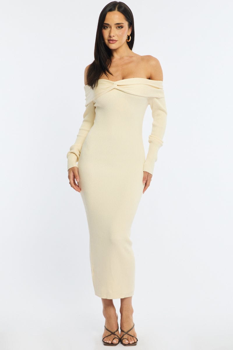 White Knit Dress Long Sleeve Maxi | Ally Fashion White Knit Dress Long Sleeve Maxi | Ally Fashion