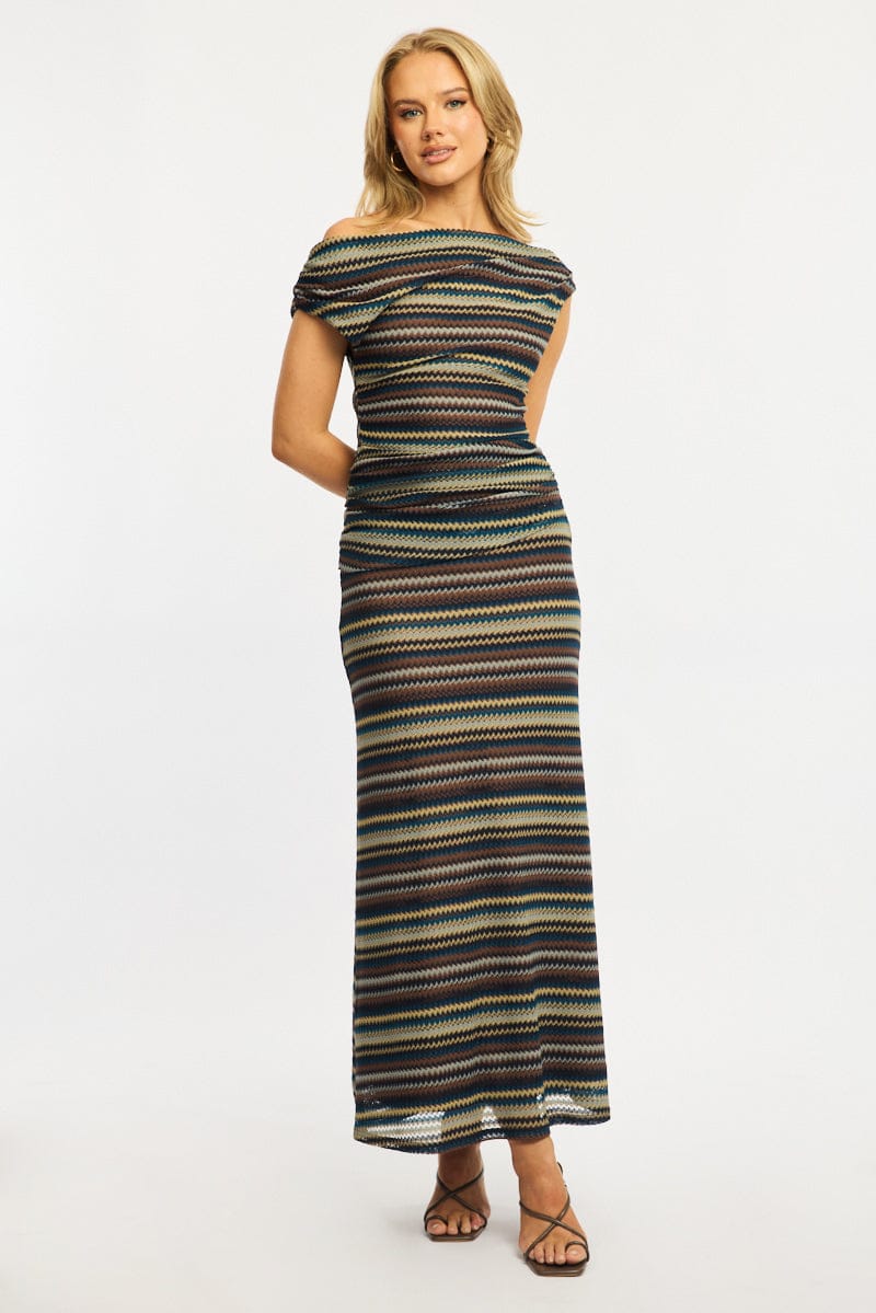 bodycon dress stripes Grey Stripe Bodycon Dress Off Shoulder