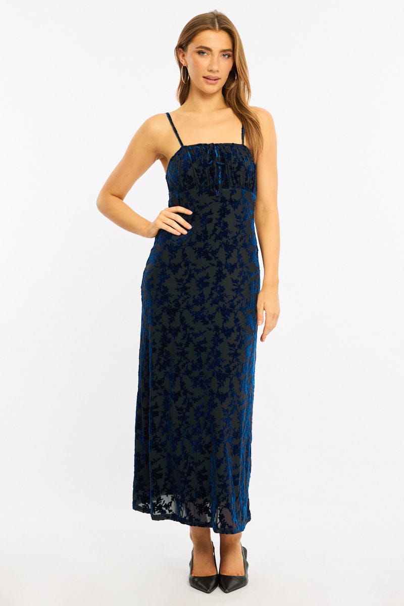 Blue Midi Dress Strappy | Ally Fashion Blue Midi Dress Strappy | Ally Fashion