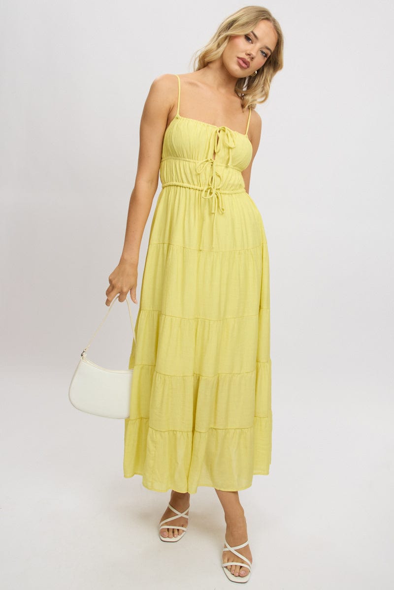 Yellow Maxi Dress Ruched Detail | Ally Fashion Yellow Maxi Dress Ruched Detail | Ally Fashion