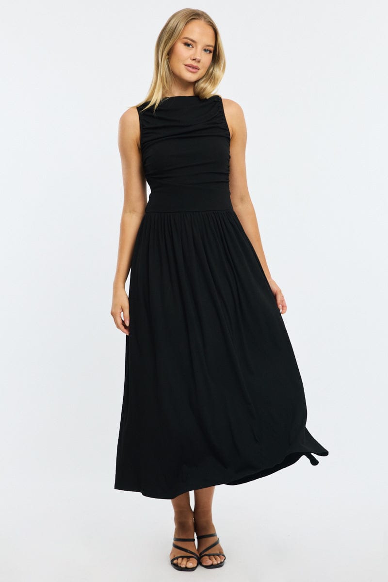 Black Maxi Dress Boat Neck | Ally Fashion Black Maxi Dress Boat Neck | Ally Fashion
