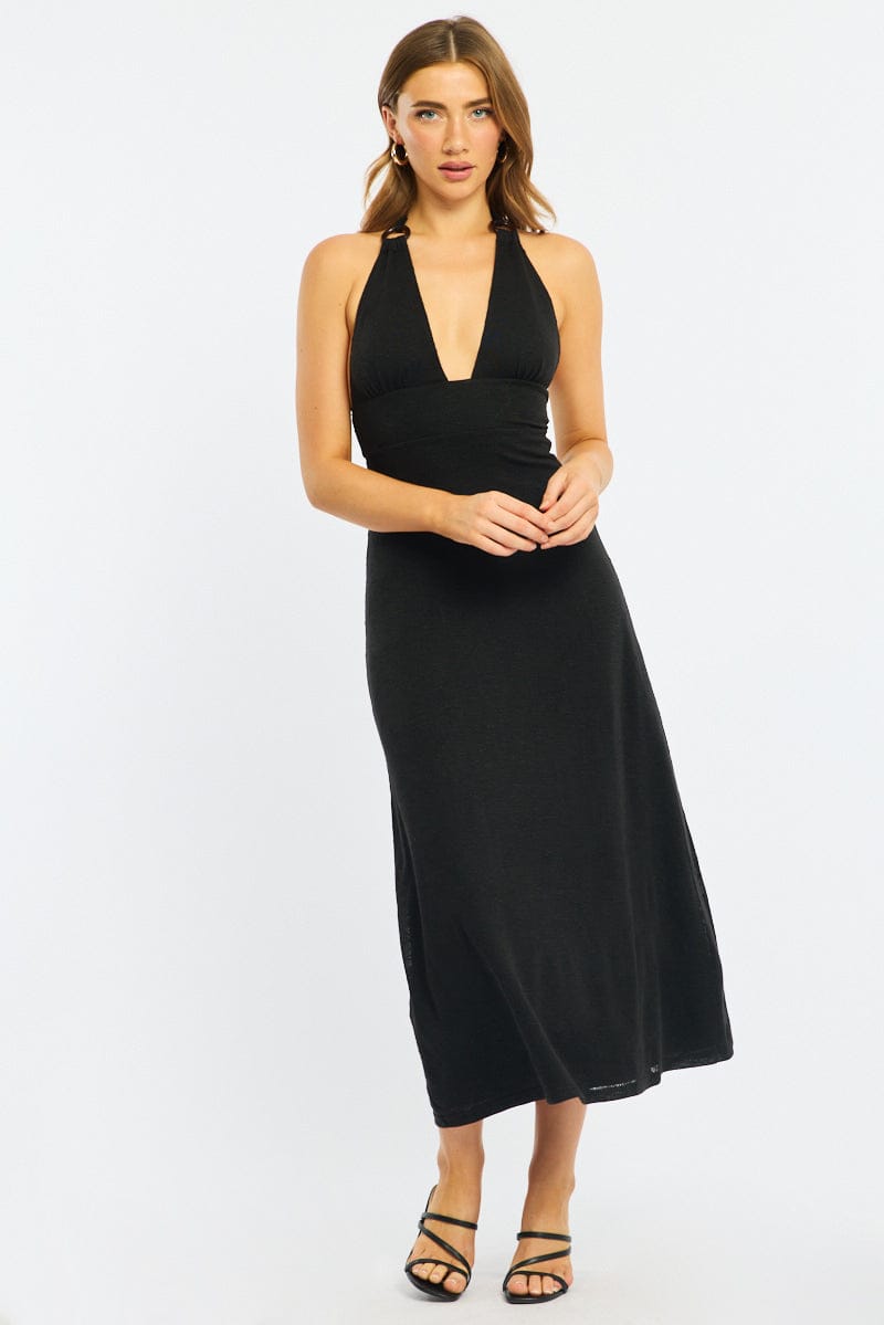 Black Maxi Dress Halter Neck | Ally Fashion Black Maxi Dress Halter Neck | Ally Fashion