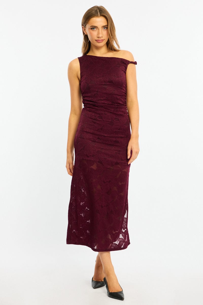 burgundy off shoulder midi dress Red Off Shoulder Midi Dress