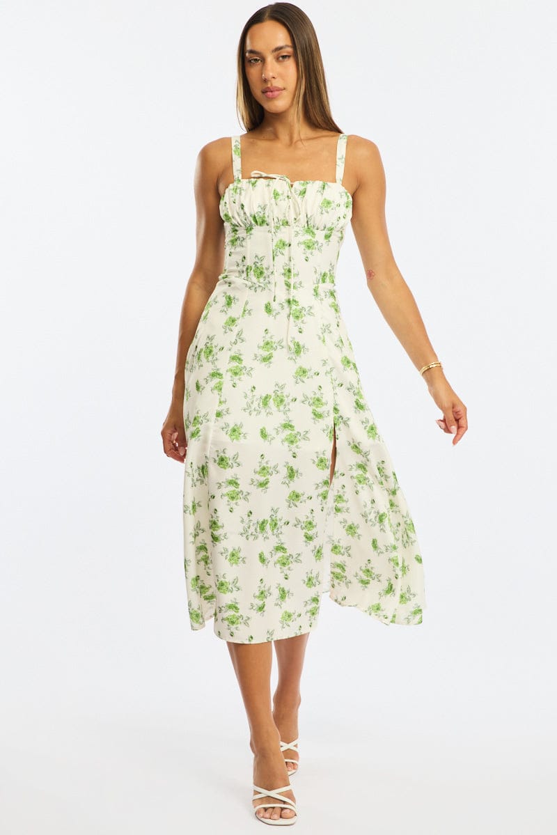 white and green midi dress Tibi Long Sleeve Mint Polka-Dot Dress US0 – 1132Consignment main image 1