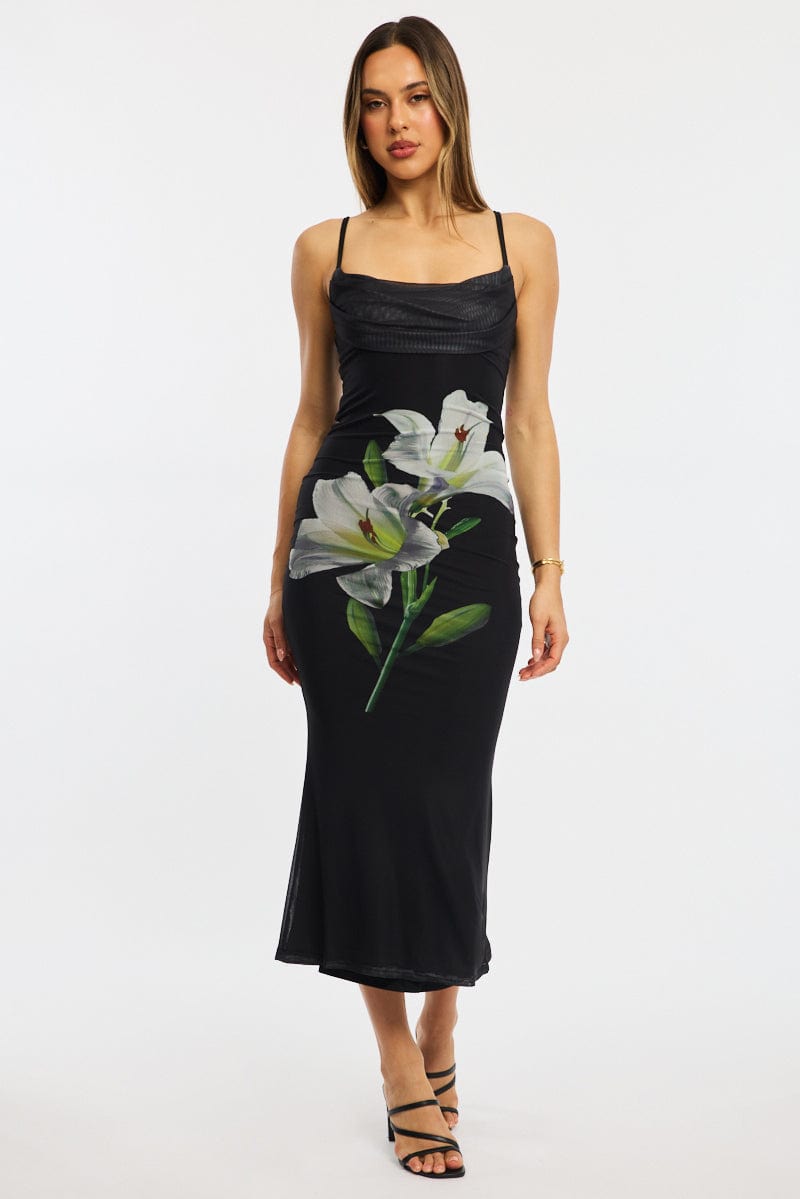 Black Floral Bodycon Dress Maxi | Ally Fashion Black Floral Bodycon Dress Maxi | Ally Fashion