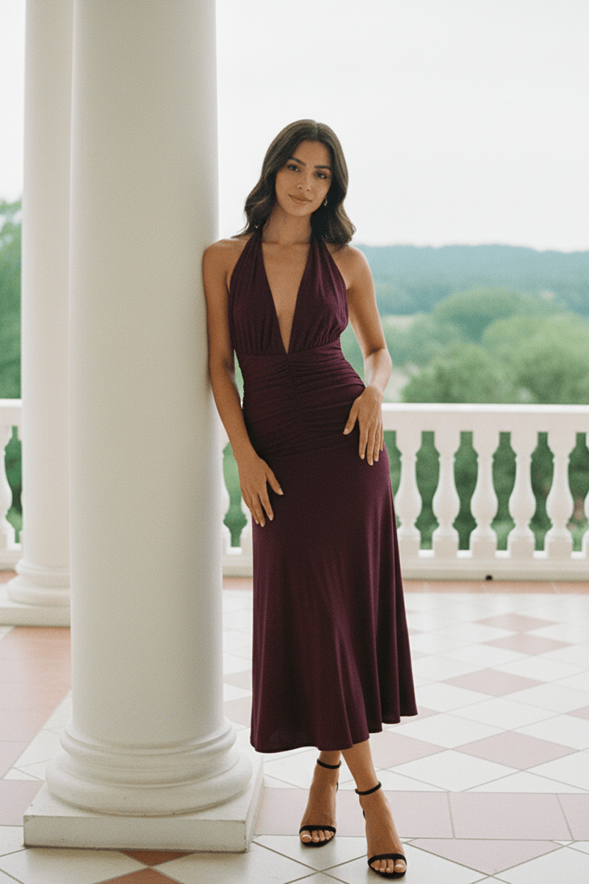 Red Halter Neck Dress | Ally Fashion Red Halter Neck Dress | Ally Fashion