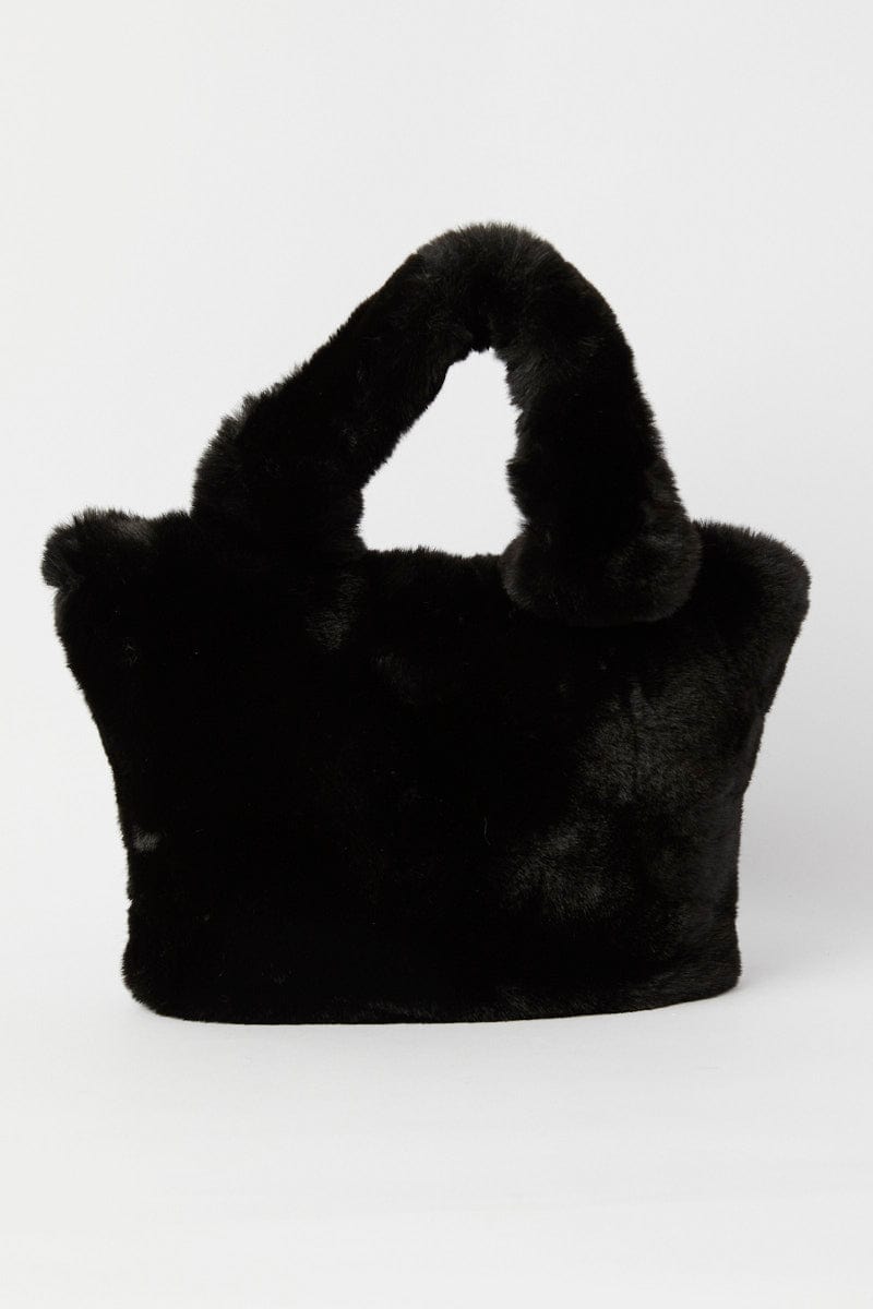 Black fur store tote bag