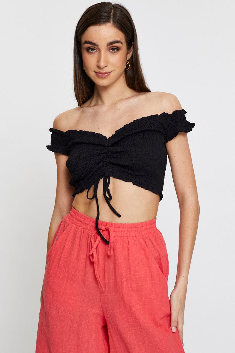 Black cotton best sale bardot top