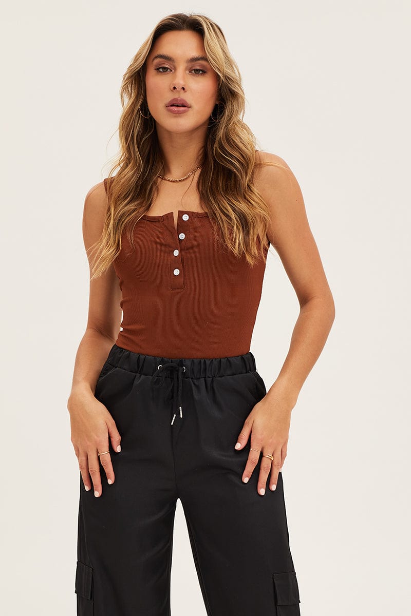 Lace-up Tank Bodysuit (Olive)