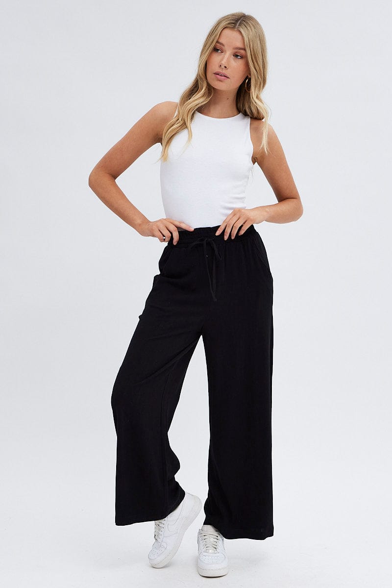 Womens High Waist Pants Wide Leg Palazzo Dressy Business Work Casual  Elastic Waist Trousers with Pockets