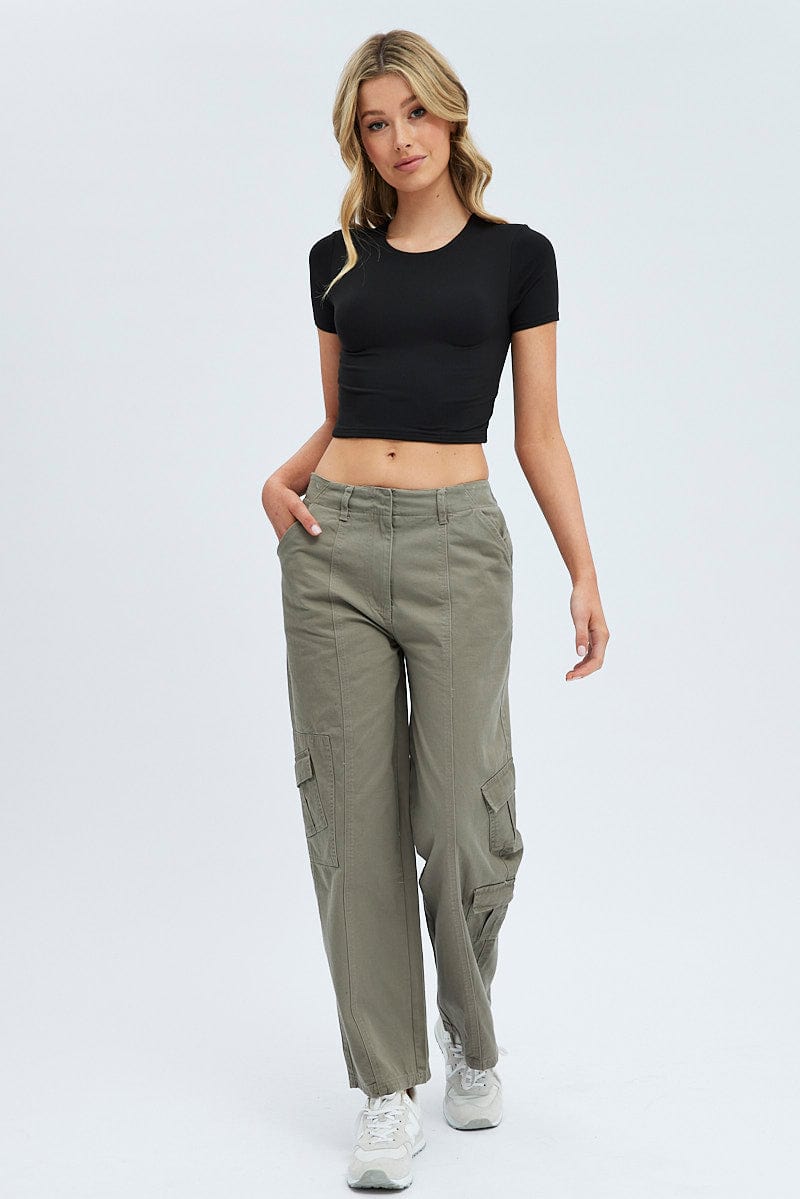 Grey Cargo Pants Low Rise Ally Fashion