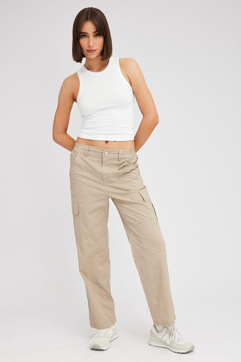 Stretch Woven Pocket Cargo Casual Pants