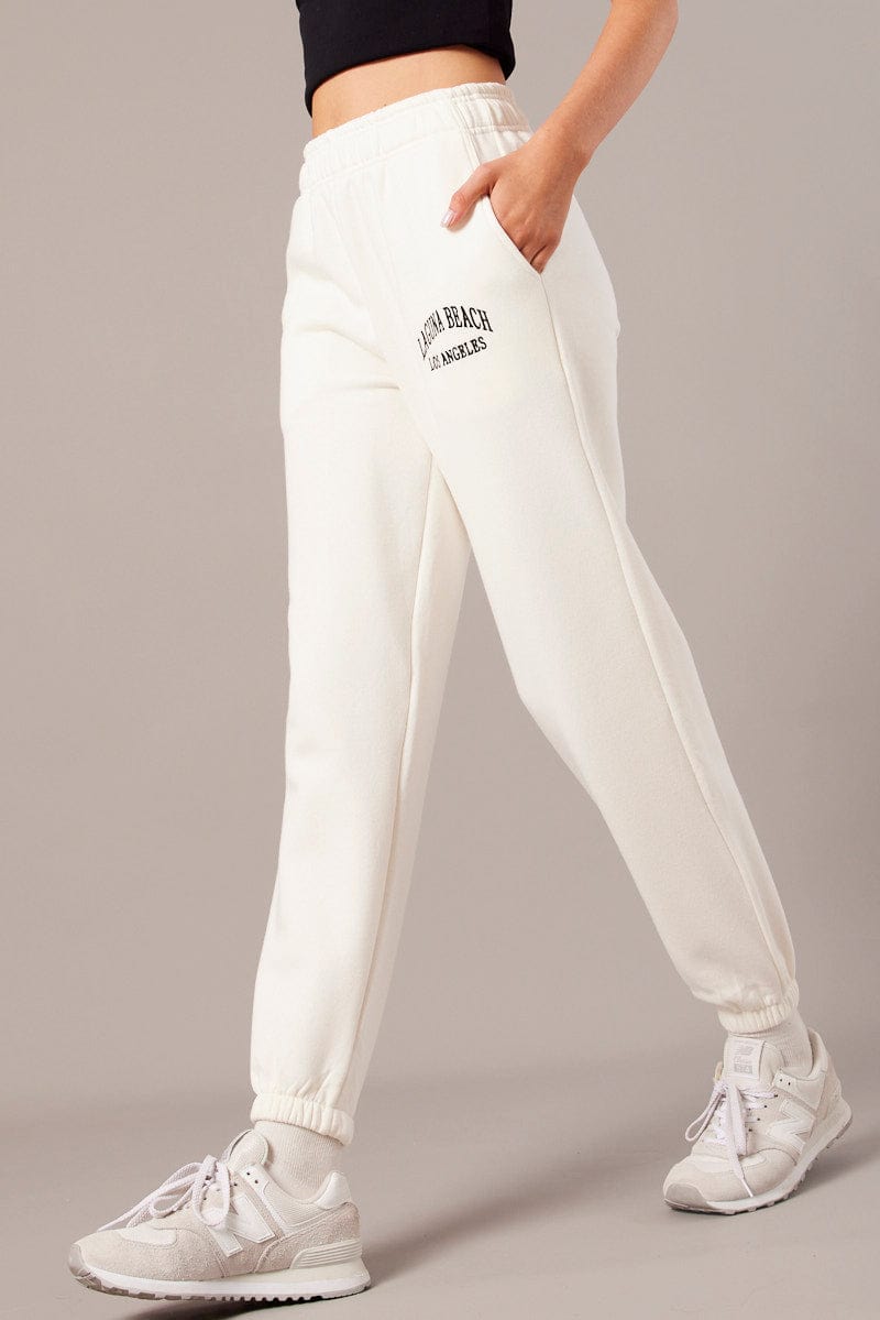 White Track Pants High Rise Ally Fashion