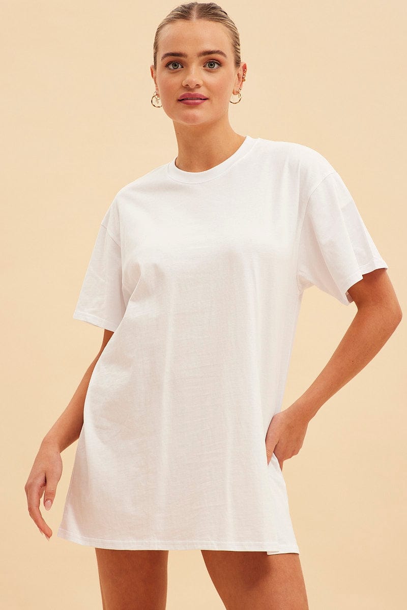 White Jamie Oversized T-Shirt Dress Ally Fashion