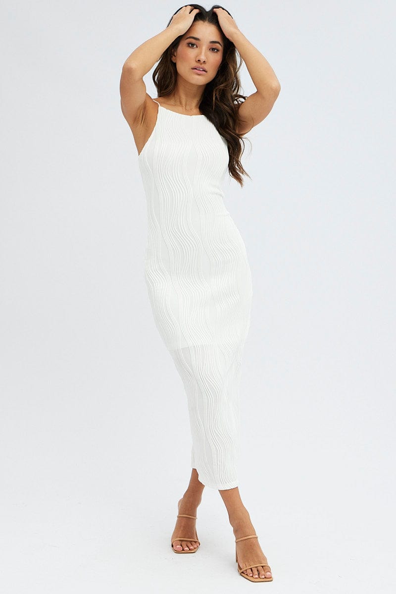 White Midi Dress - Bodycon Midi Dress - Sleeveless Bodycon Dress