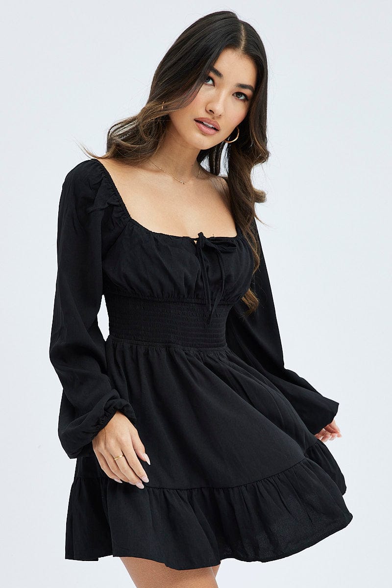 Side Ruched Flare Dress