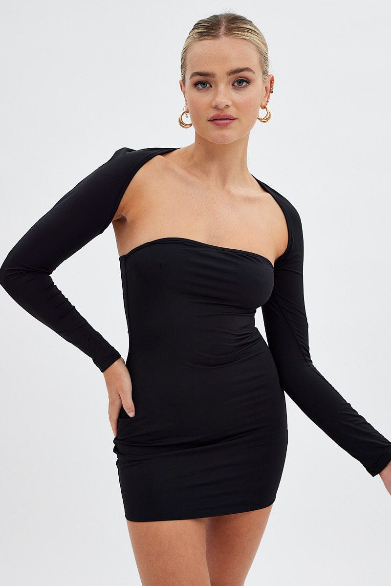 Black Strapless Dress And Bolero Set Nylon | Ally Fashion Black Strapless Dress And Bolero Set Nylon | Ally Fashion