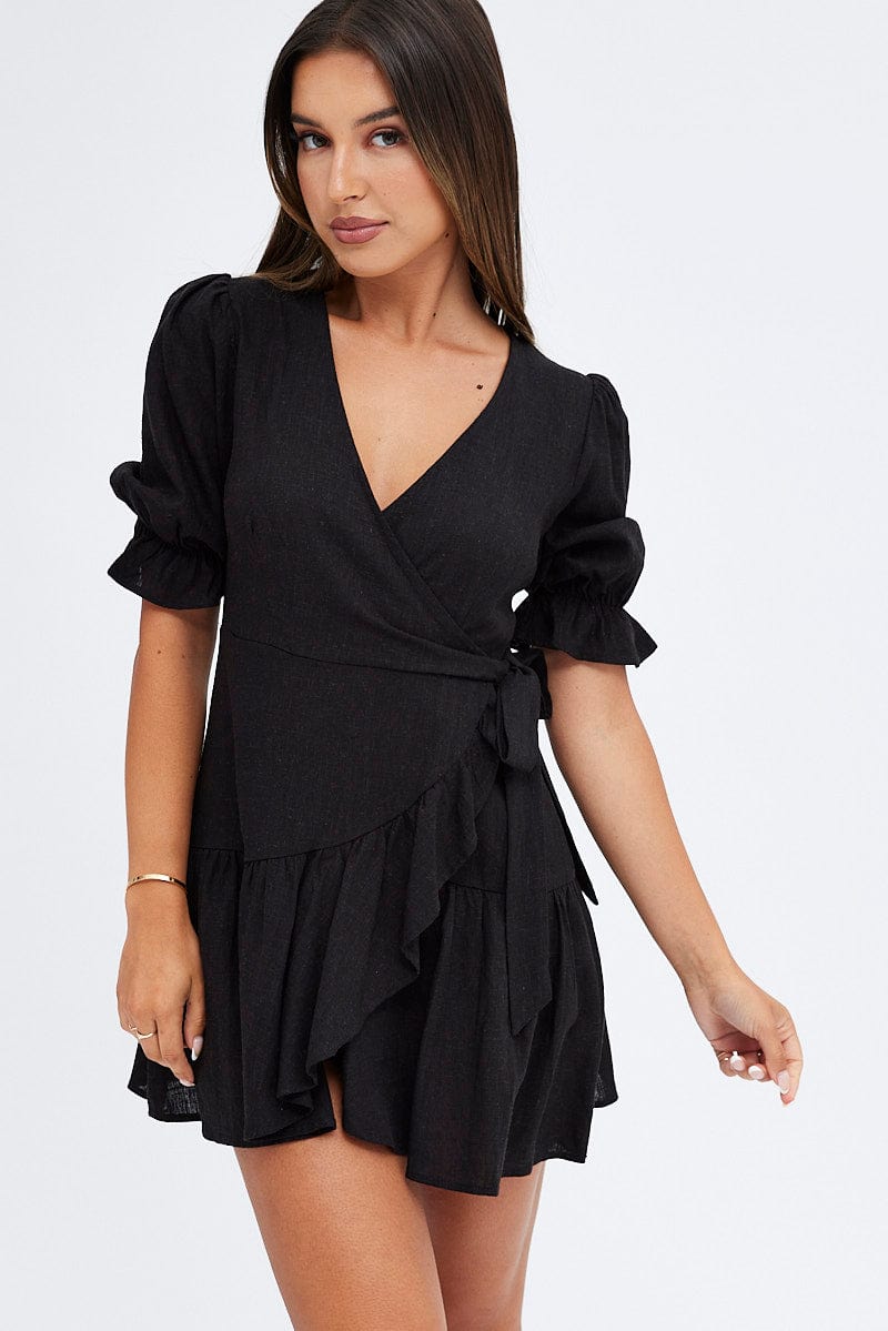 Topshop black sale linen dress