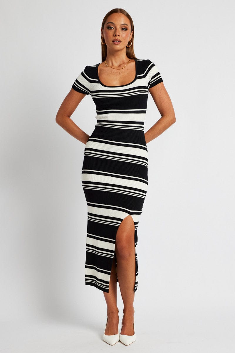 Heir Lines Black Striped Bodycon Dress