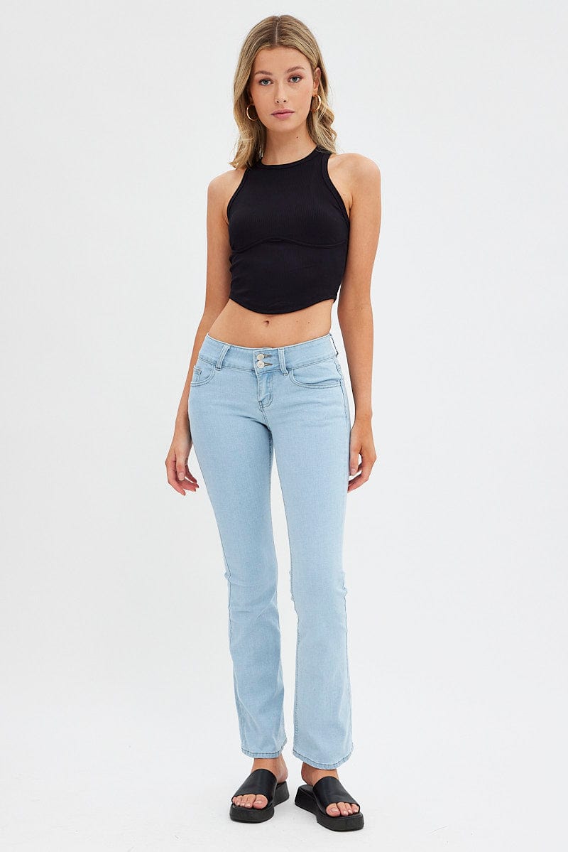 LOW-RISE FLARED JEANS - Light blue