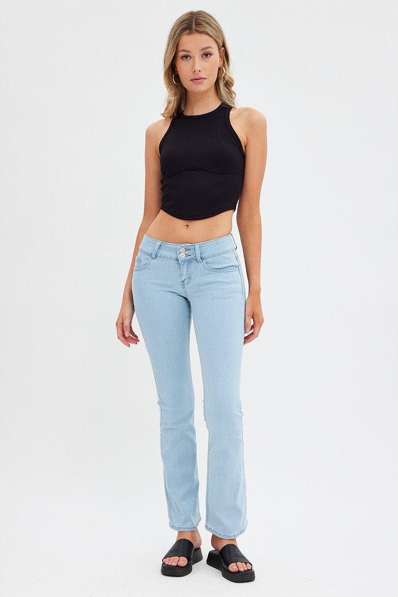 Denim Flare Jeans Low Waist Ally Fashion - Main Image