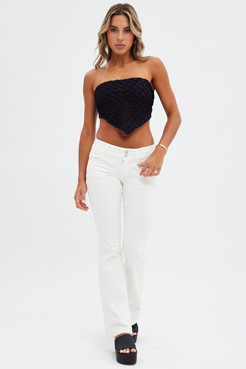 White Flare Jeans Low Waist Ally Fashion