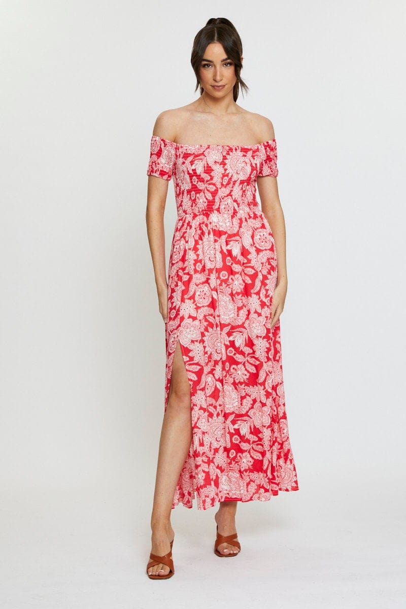 Women's Print Maxi Dress Off Shoulder Evening Women's Print Maxi Dress Off Shoulder Evening