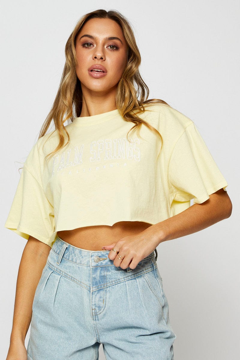 Yellow graphic hot sale crop top