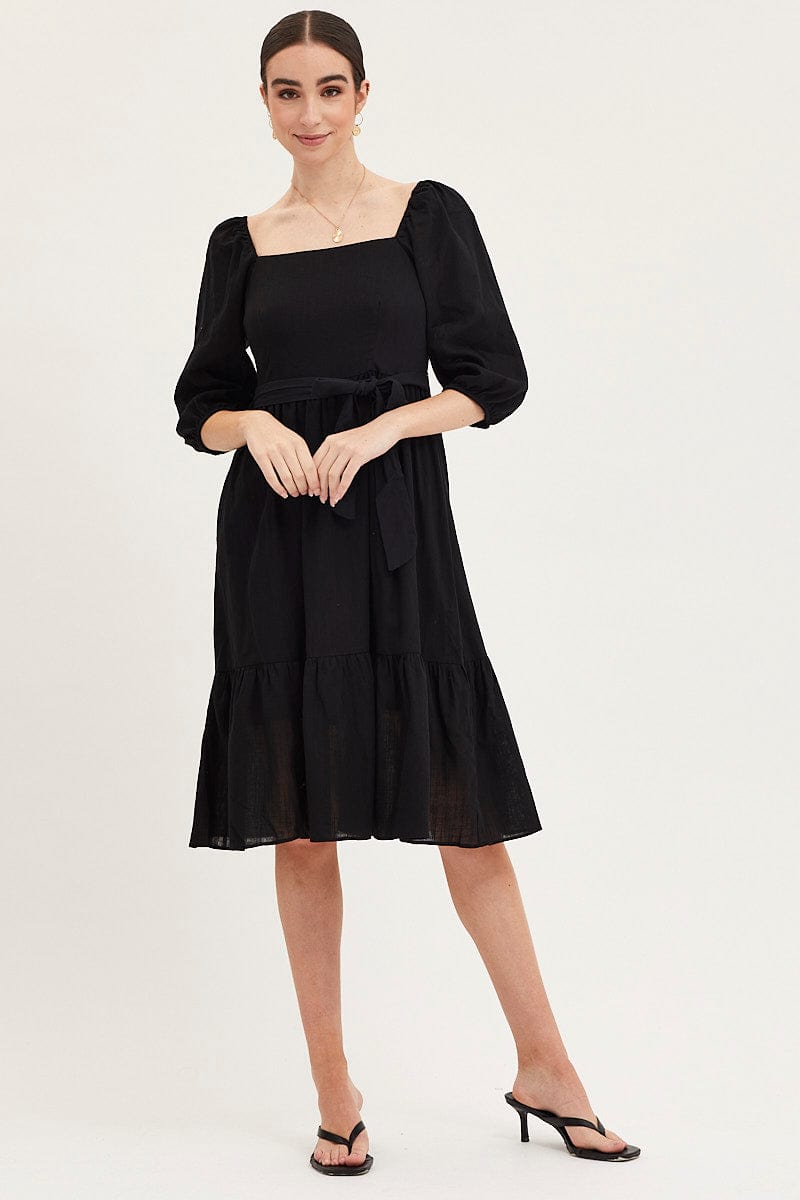 Women's Black Dress Puff Sleeve Maxi | Ally Fashion Women's Black Dress Puff Sleeve Maxi | Ally Fashion