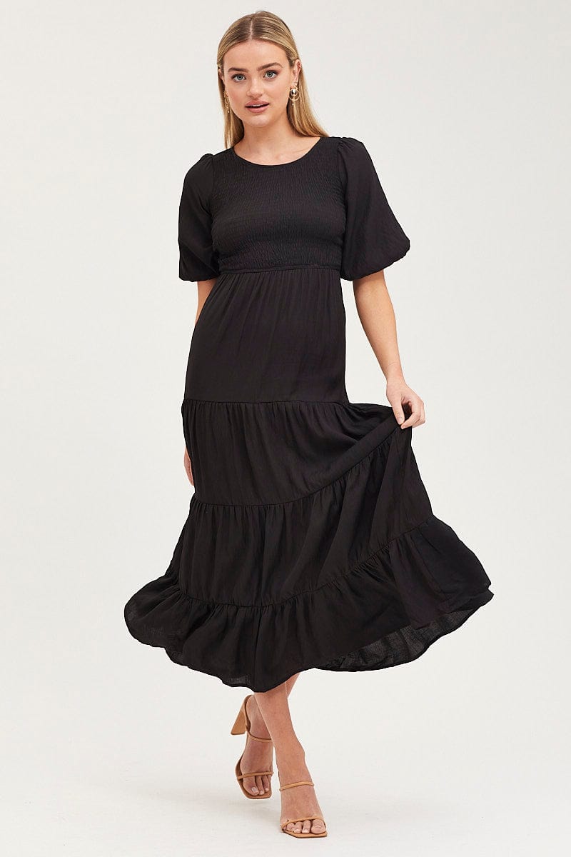 black shirred maxi dress Extreme Plunge Halterneck Maxi Dress In Black Shirred | EGO US