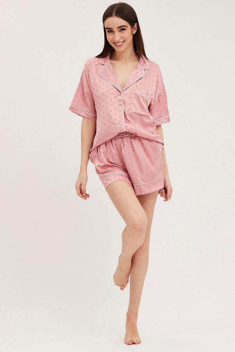 me Women's Satin Pyjama Set - Pink
