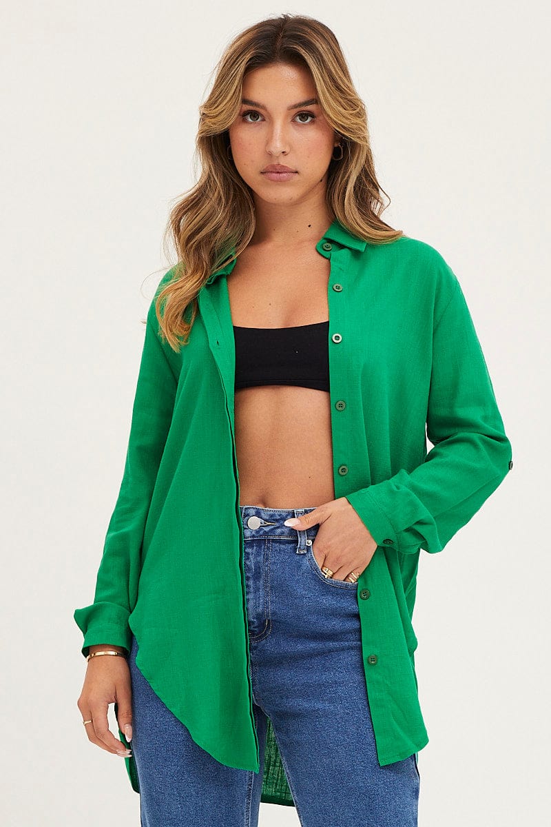 Women's Green Shirt Top Long Sleeve | Ally Fashion Women's Green Shirt Top Long Sleeve | Ally Fashion