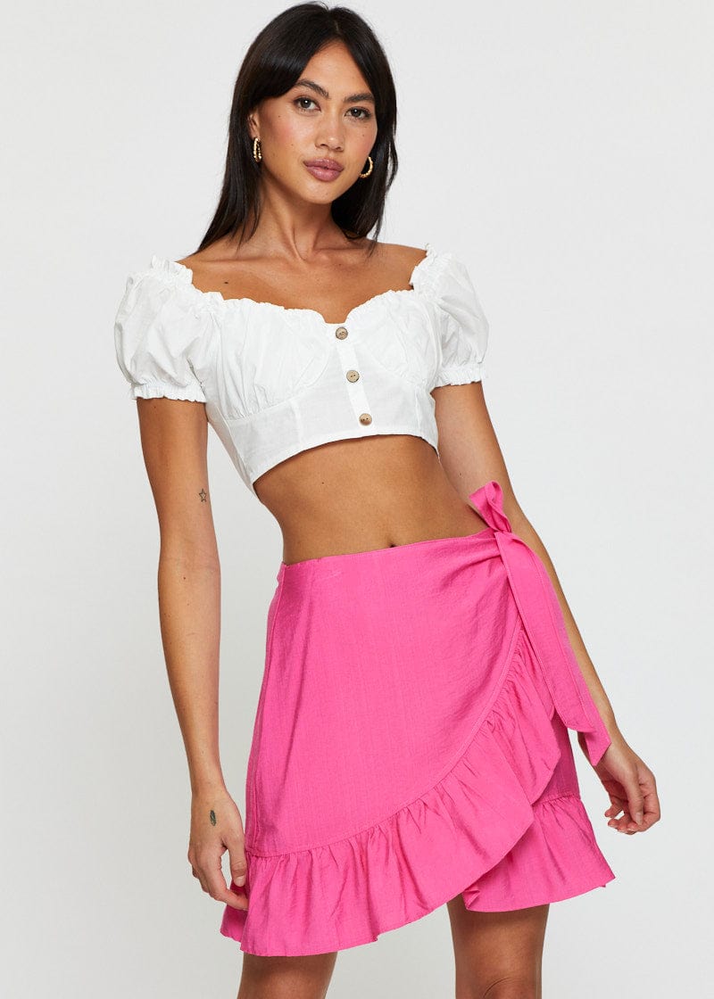Women's Pink Wrap Skirt Mini High Rise Ally Fashion