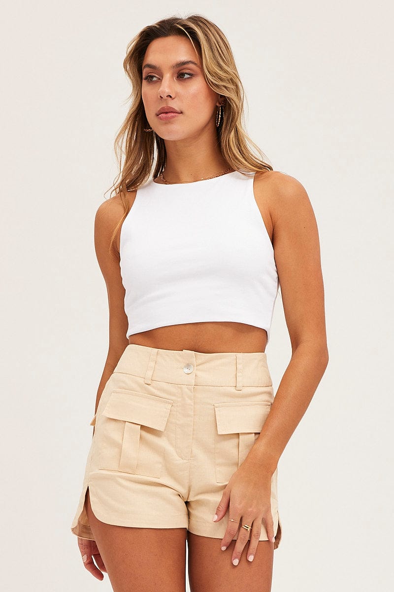 Women's Beige Cargo Shorts Ally Fashion1