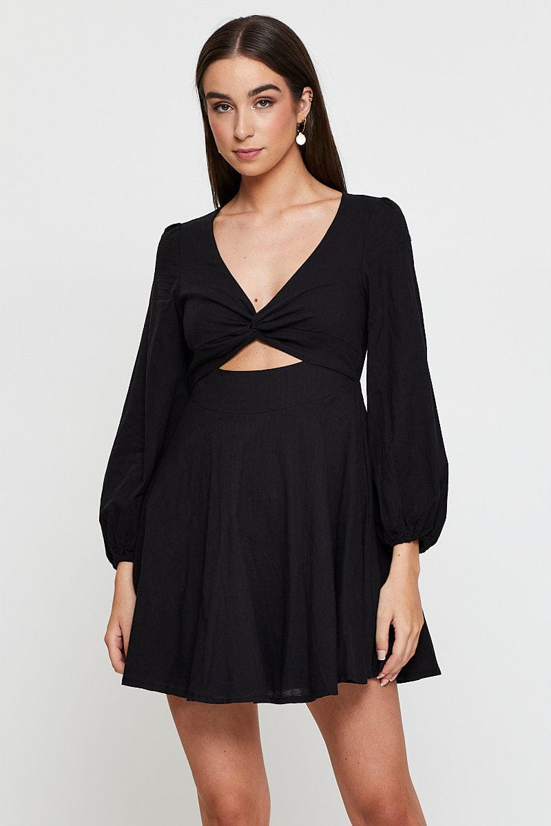 Women's Black Mini Dress Long Sleeve | Ally Fashion Women's Black Mini Dress Long Sleeve | Ally Fashion