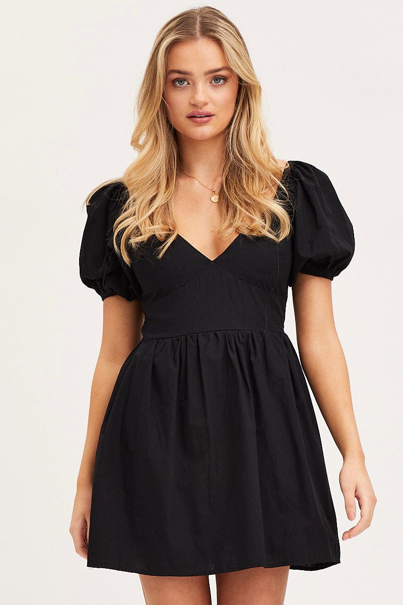 Women's Black Mini Dress Short Sleeve | Ally Fashion Women's Black Mini Dress Short Sleeve | Ally Fashion