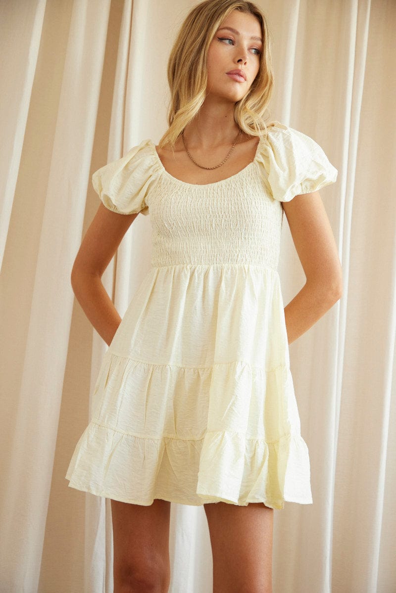 Scoop Neck All White Fit And Flare Dress Aéropostale Solid Scoop