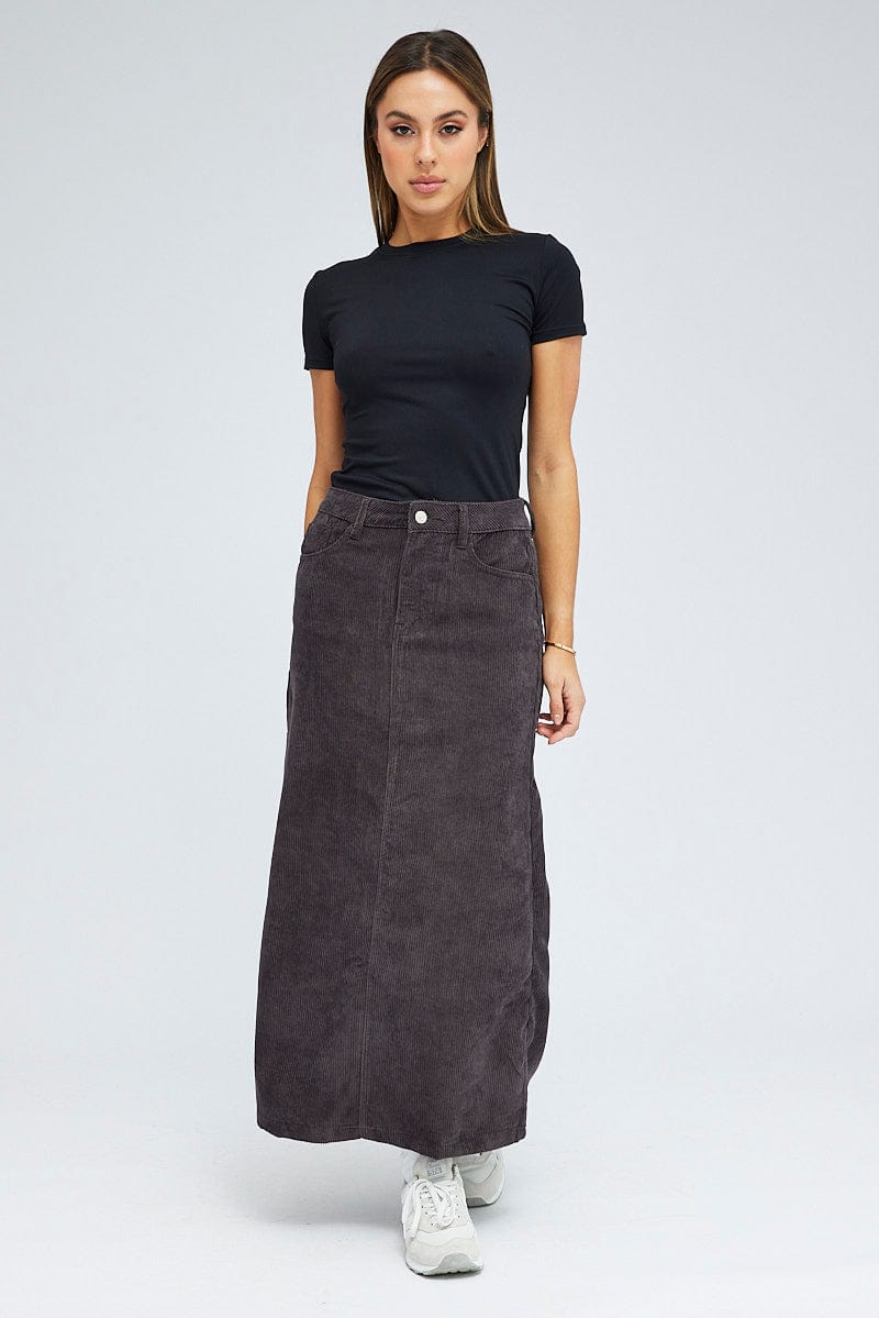 Black corduroy maxi skirt hotsell